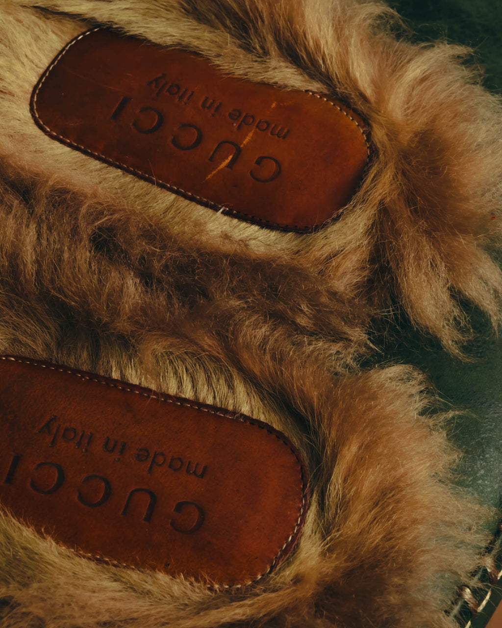 "GUCCI" 2010's-20's Tartan fur-lined horsebit mule