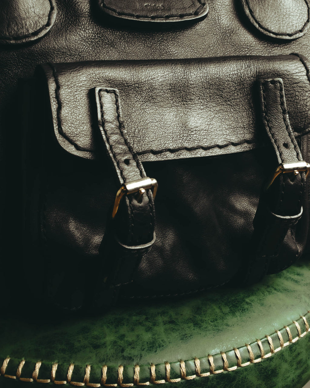 "Chloé" 00's Grained leather satchel bag