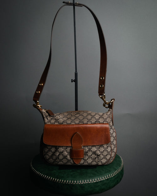 “CELINE” 90’s Macadam canvas flap shoulder bag