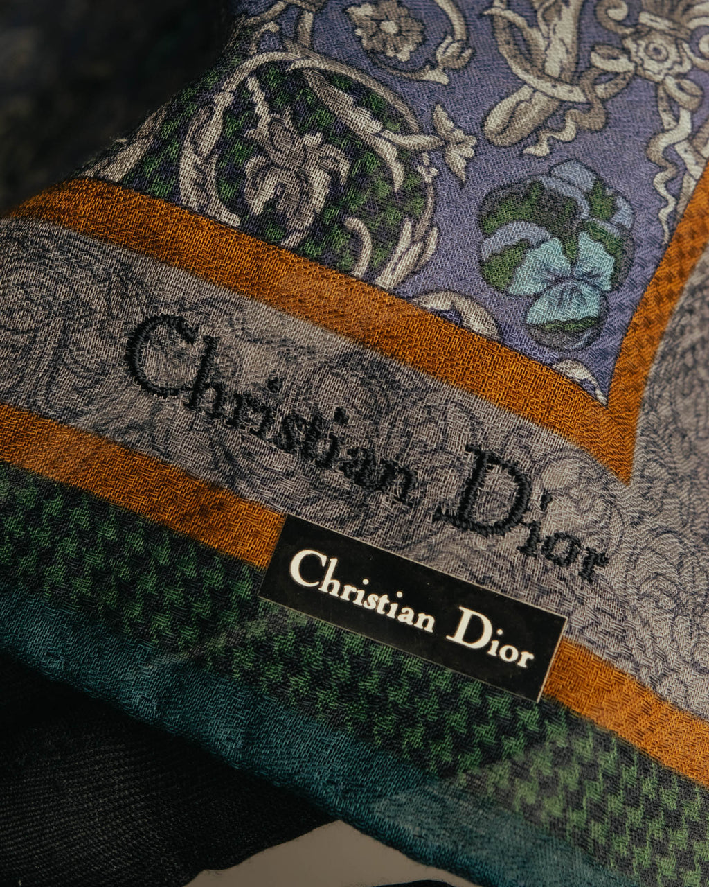 “Christian Dior” 90’s Botanical tapestry cotton scarf