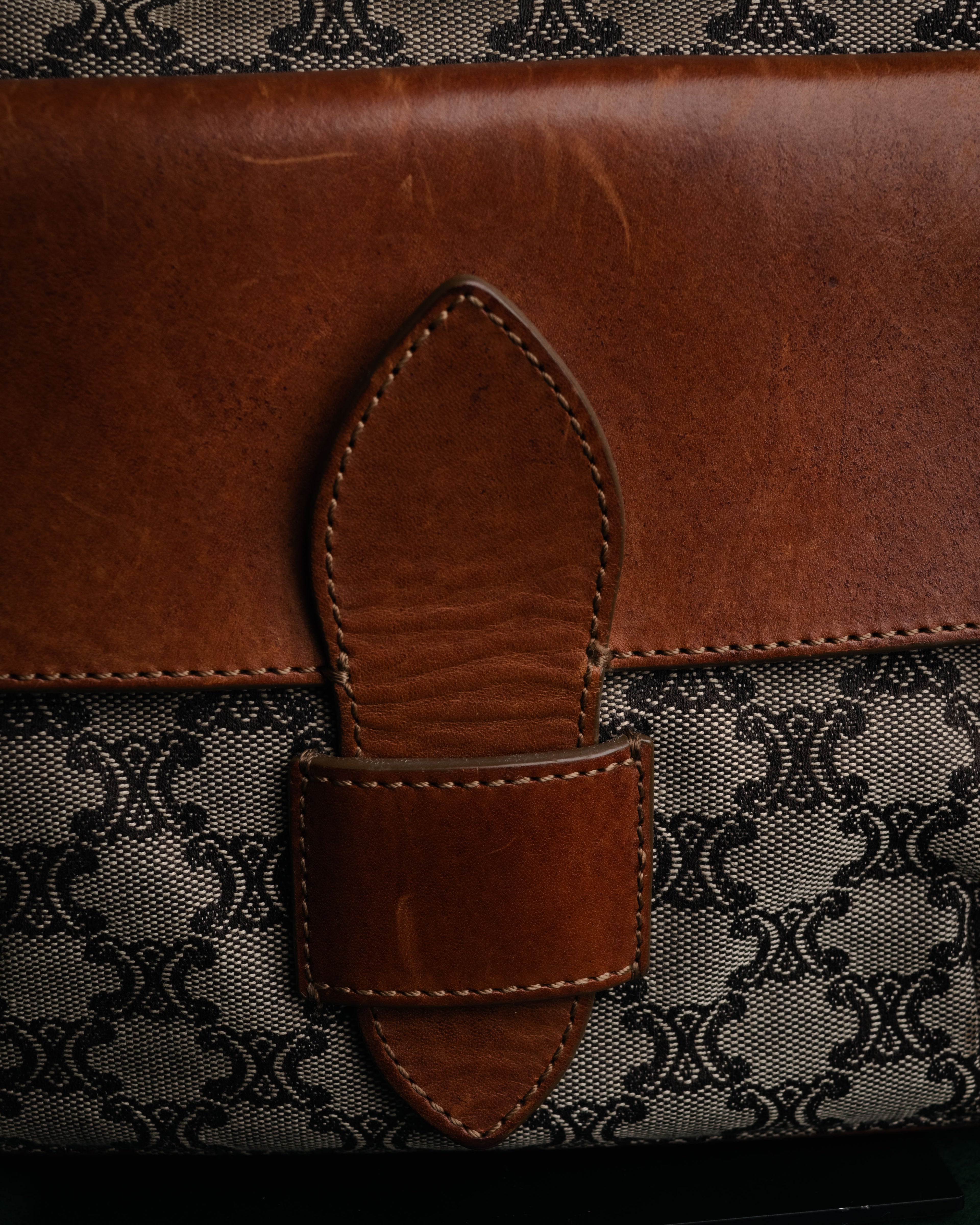 “CELINE” 90’s Macadam canvas flap shoulder bag