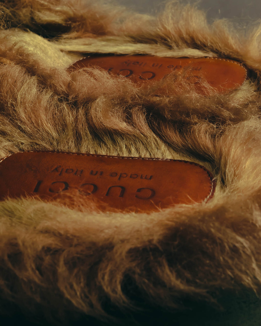 "GUCCI" 2010's-20's Tartan fur-lined horsebit mule
