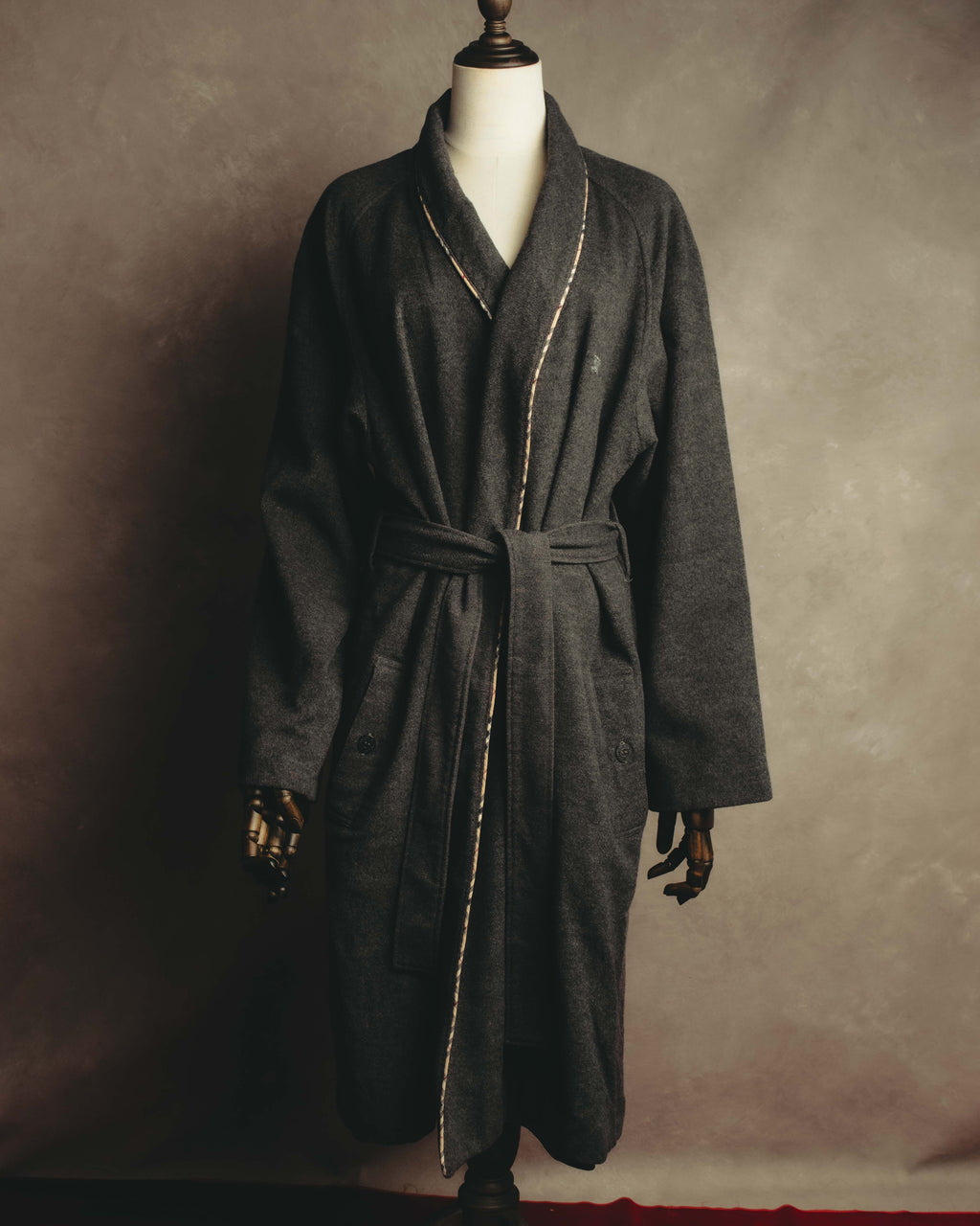 "BURBERRY LONDON" 00's-10's Check trimmed wool dressing gown