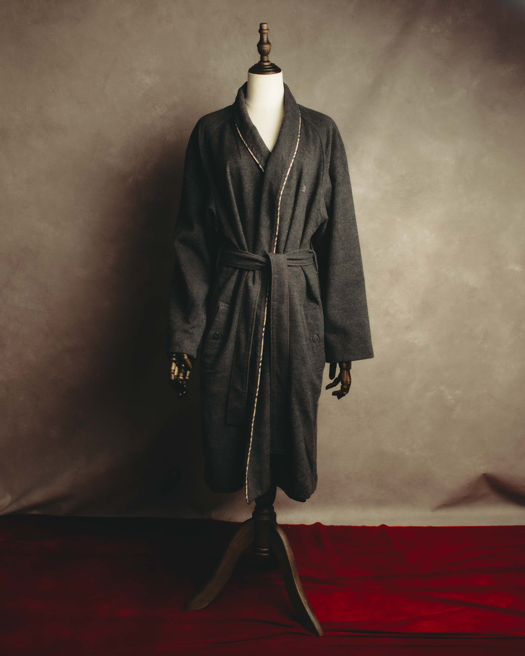 "BURBERRY LONDON" 00's-10's Check trimmed wool dressing gown