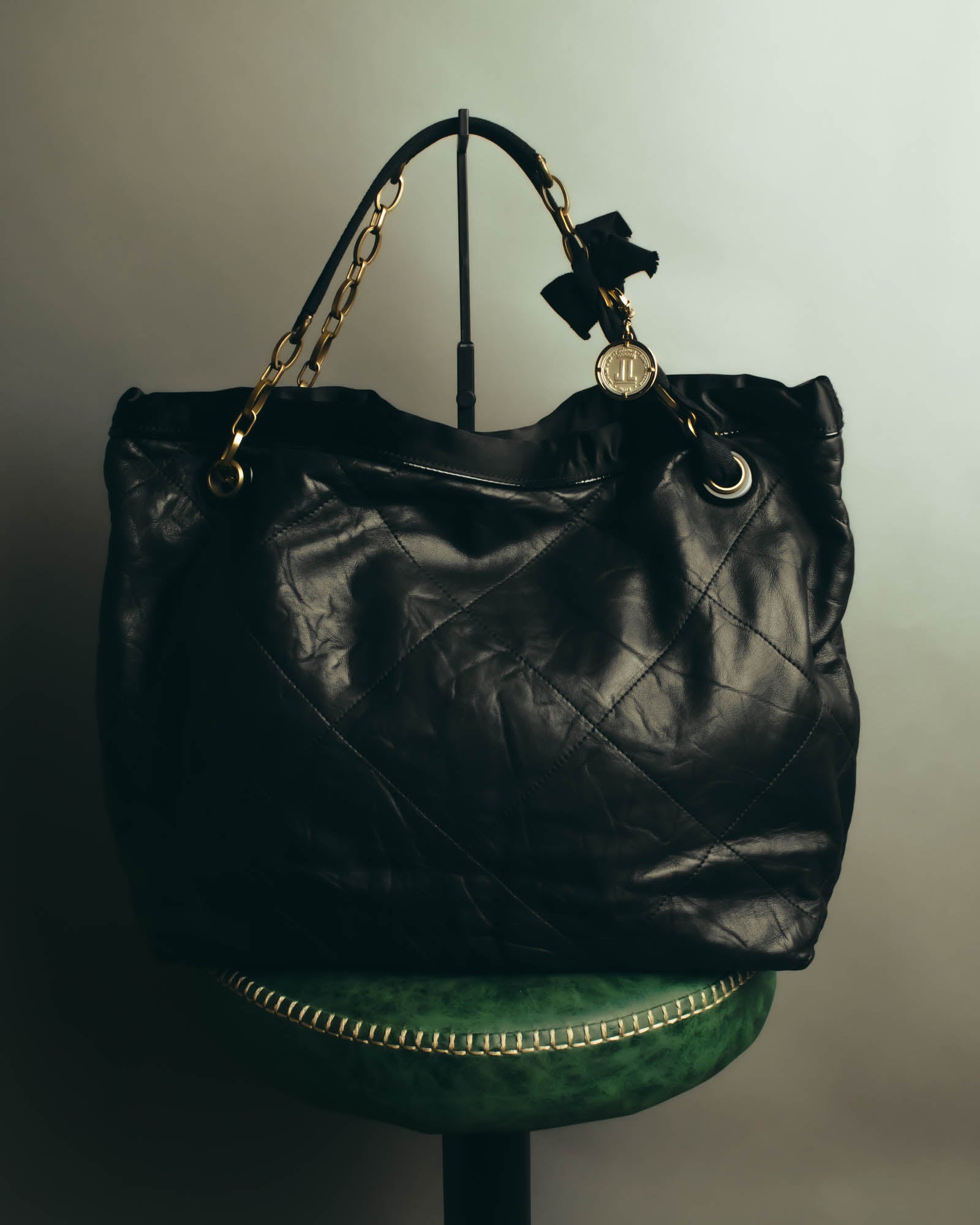 "LANVIN" 00's-10's Quilted leather shoulder bag