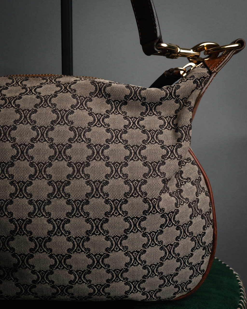 “CELINE” 90’s Macadam canvas flap shoulder bag