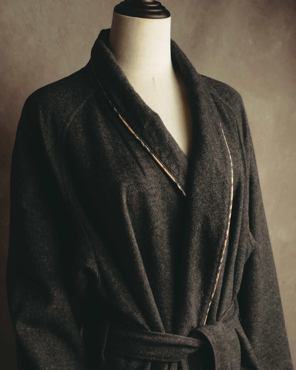 "BURBERRY LONDON" 00's-10's Check trimmed wool dressing gown
