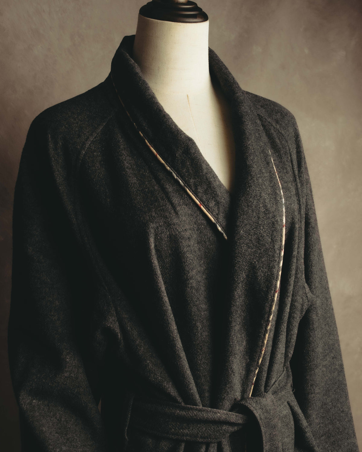 "BURBERRY LONDON" 00's-10's Check trimmed wool dressing gown