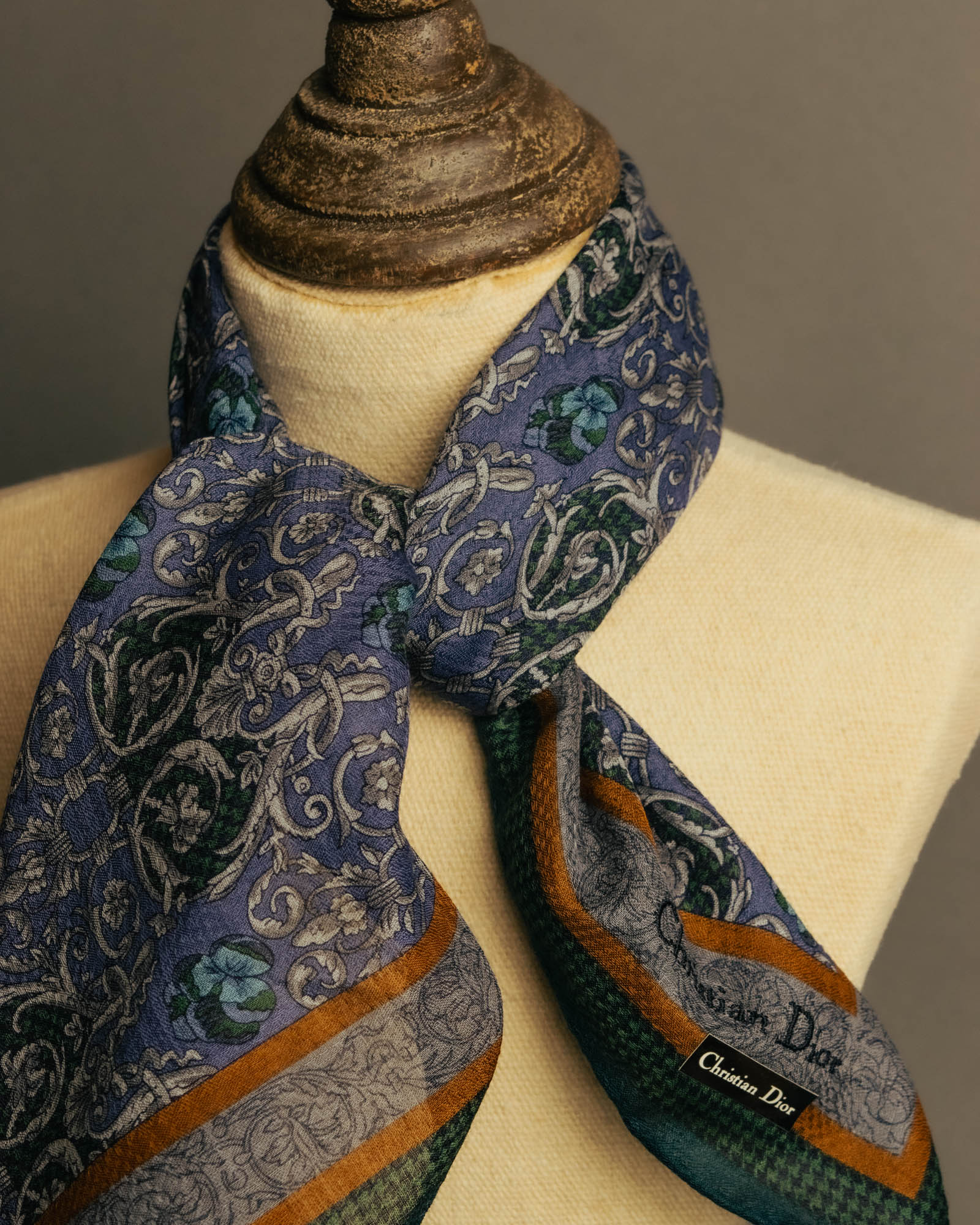 “Christian Dior” 90’s Botanical tapestry cotton scarf