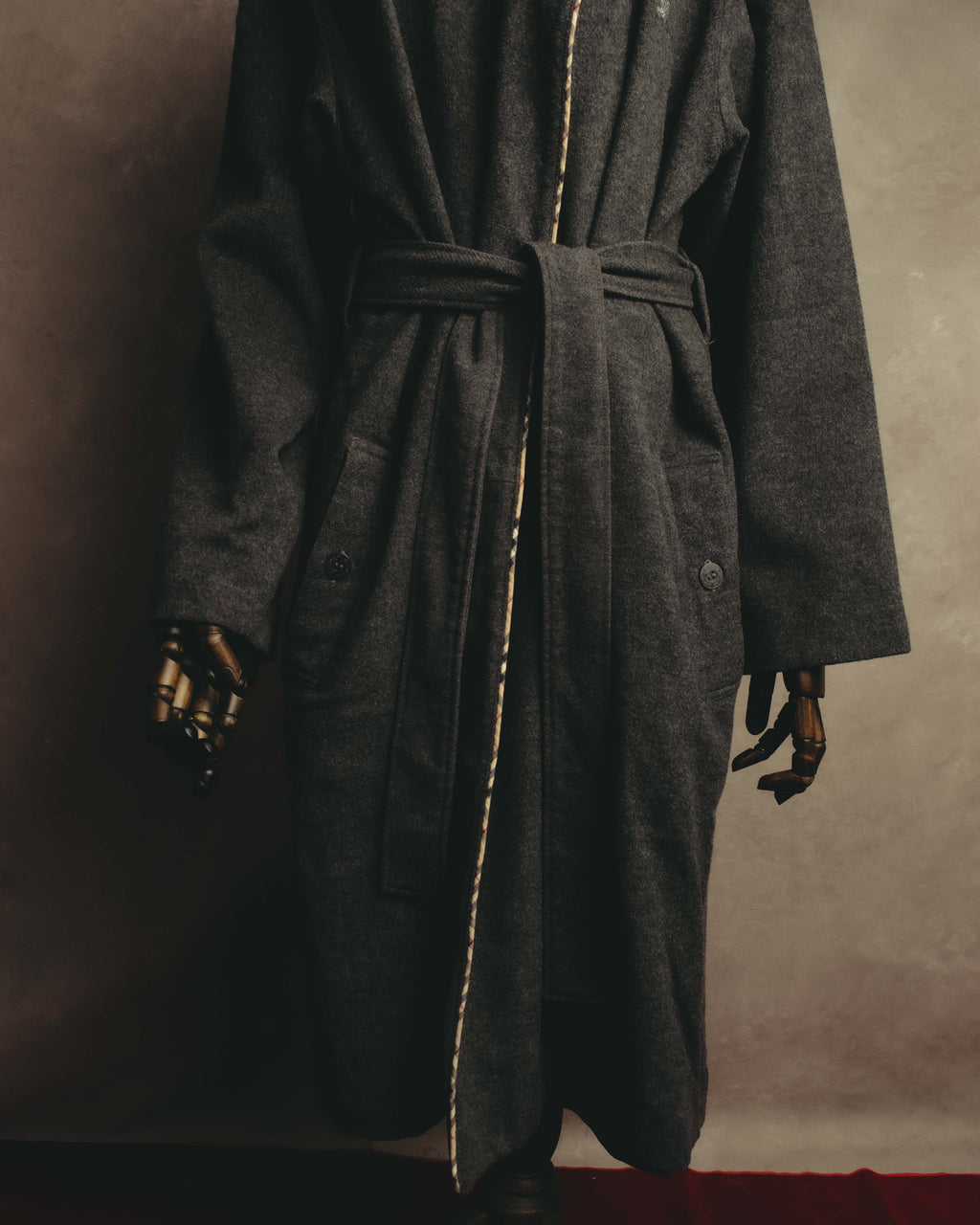 "BURBERRY LONDON" 00's-10's Check trimmed wool dressing gown