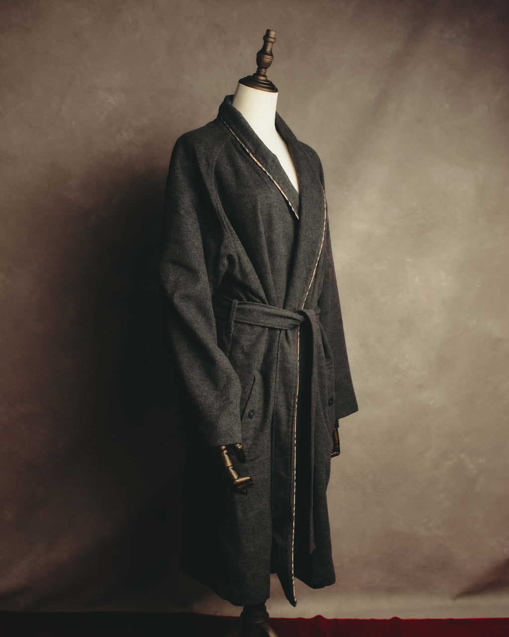 "BURBERRY LONDON" 00's-10's Check trimmed wool dressing gown