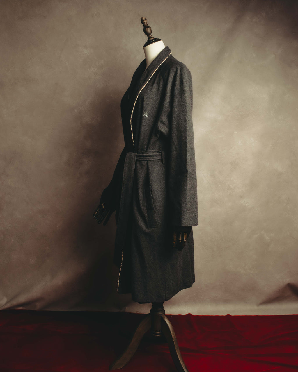"BURBERRY LONDON" 00's-10's Check trimmed wool dressing gown
