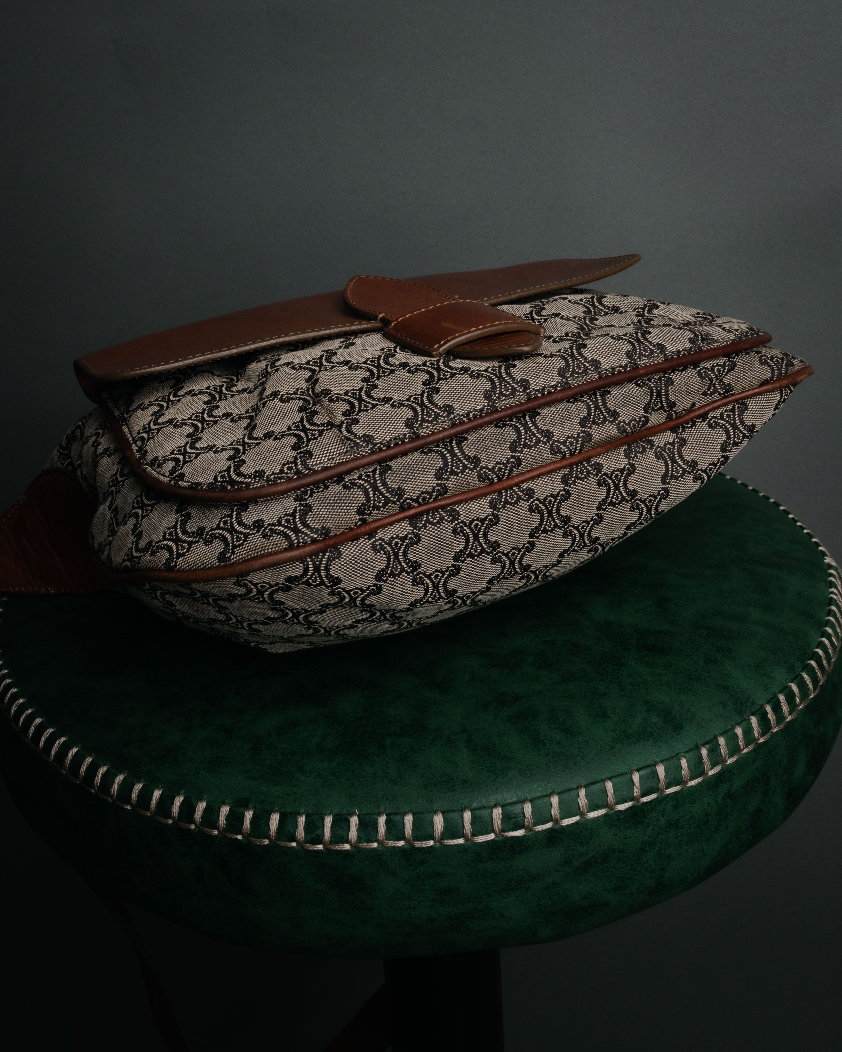 “CELINE” 90’s Macadam canvas flap shoulder bag