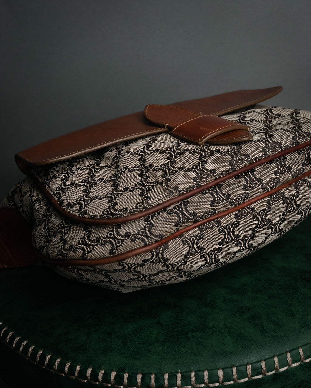 “CELINE” 90’s Macadam canvas flap shoulder bag
