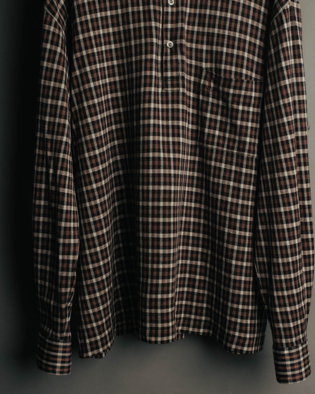 "Yves Saint Laurent" 80's-90's Plaid jacquard cotton pullover shirt