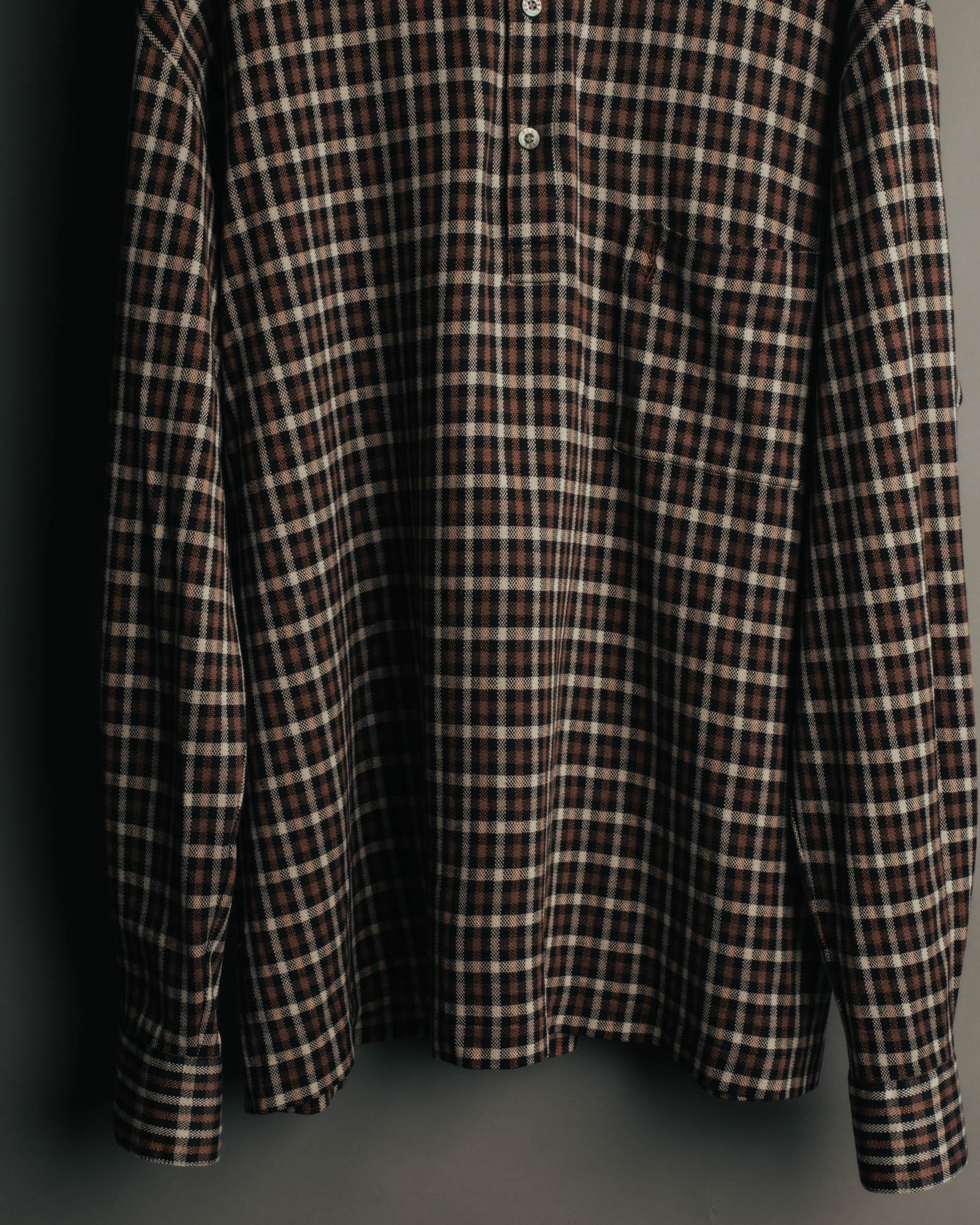 "Yves Saint Laurent" 80's-90's Plaid jacquard cotton pullover shirt