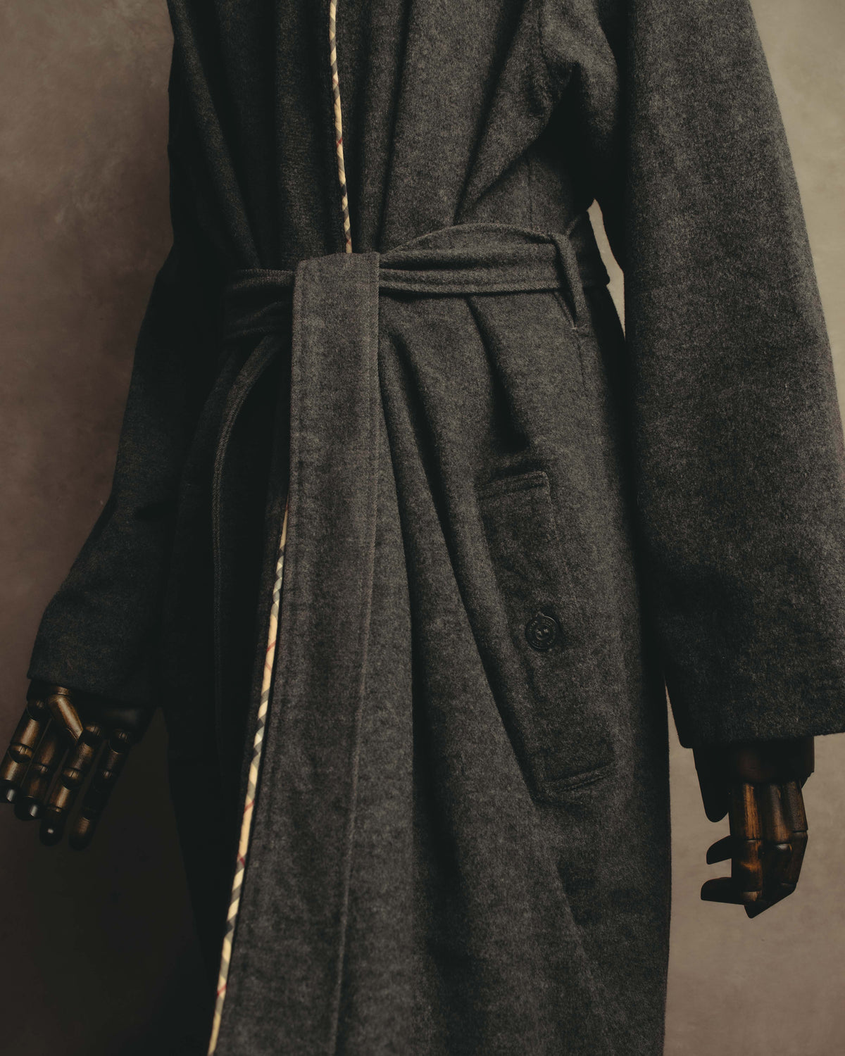 "BURBERRY LONDON" 00's-10's Check trimmed wool dressing gown