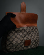 “CELINE” 90’s Macadam canvas flap shoulder bag