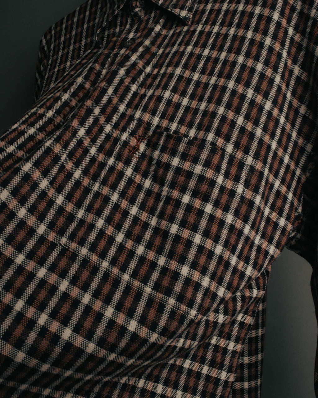 "Yves Saint Laurent" 80's-90's Plaid jacquard cotton pullover shirt