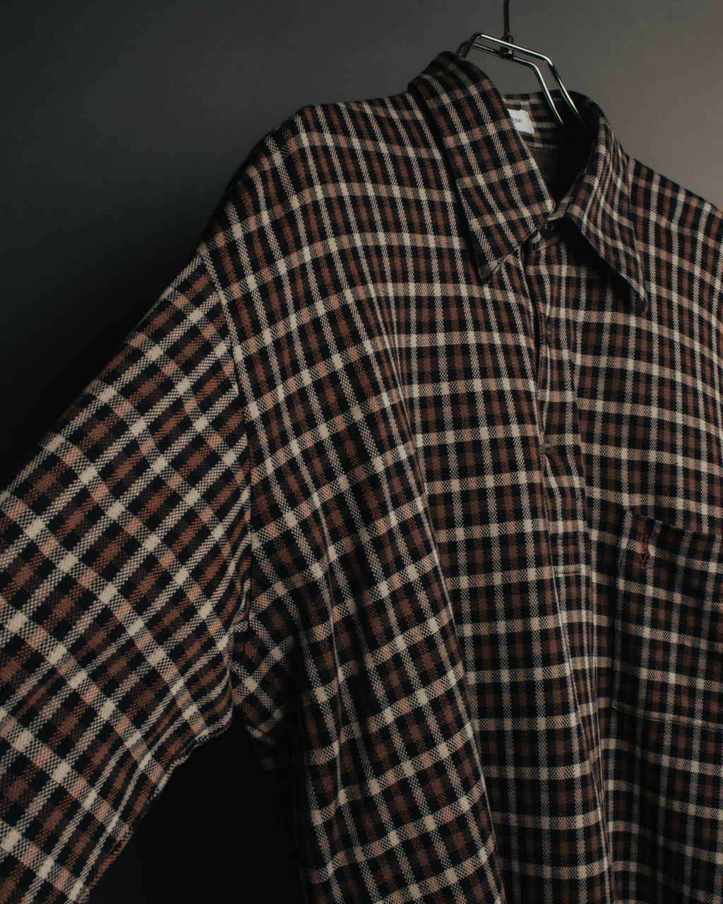 "Yves Saint Laurent" 80's-90's Plaid jacquard cotton pullover shirt