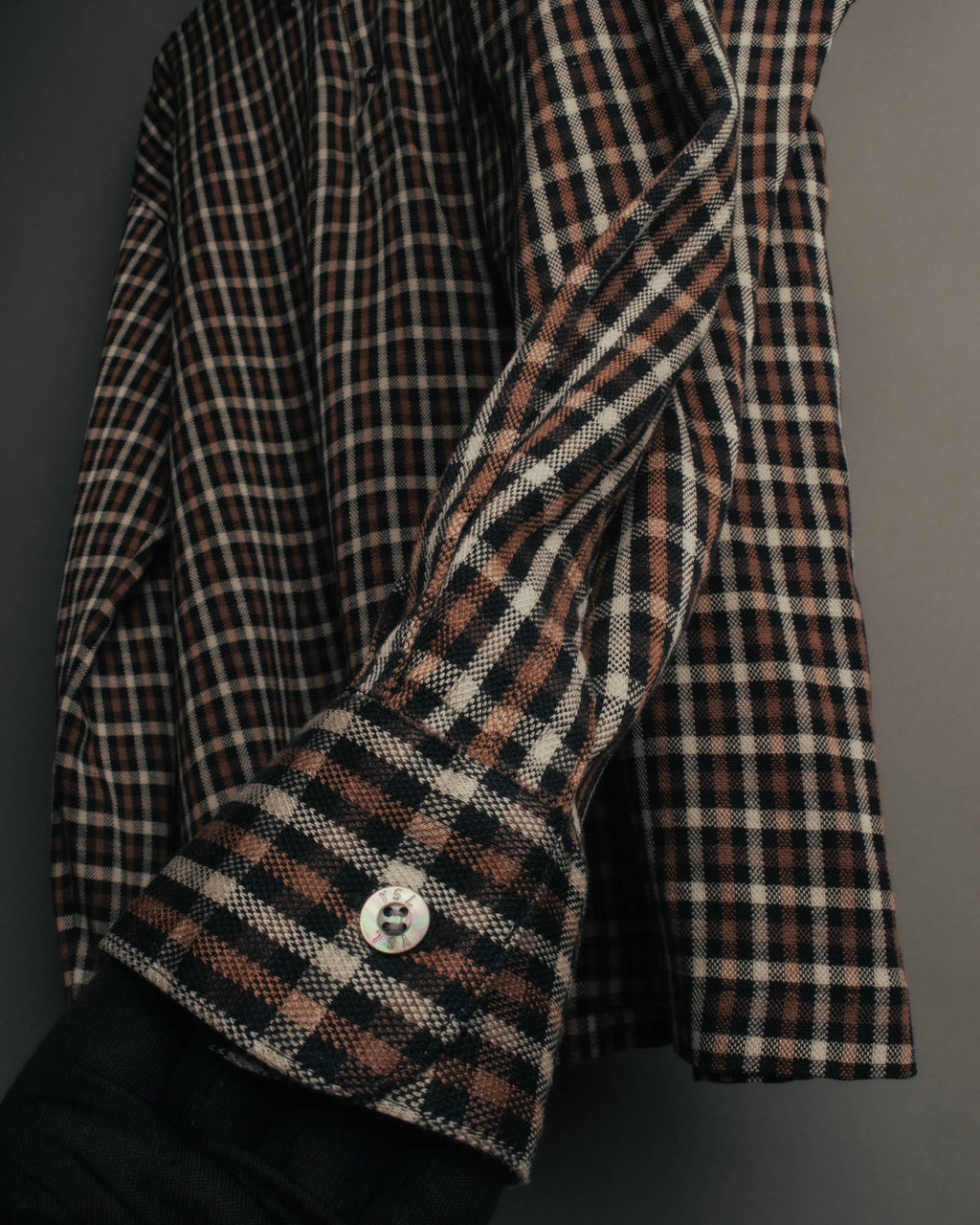 "Yves Saint Laurent" 80's-90's Plaid jacquard cotton pullover shirt