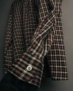 "Yves Saint Laurent" 80's-90's Plaid jacquard cotton pullover shirt