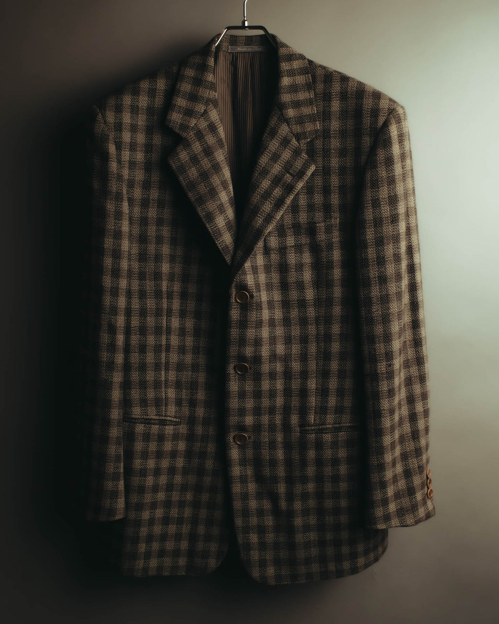 "Salvatore Ferragamo" 90's Brown checked tweed sport coat