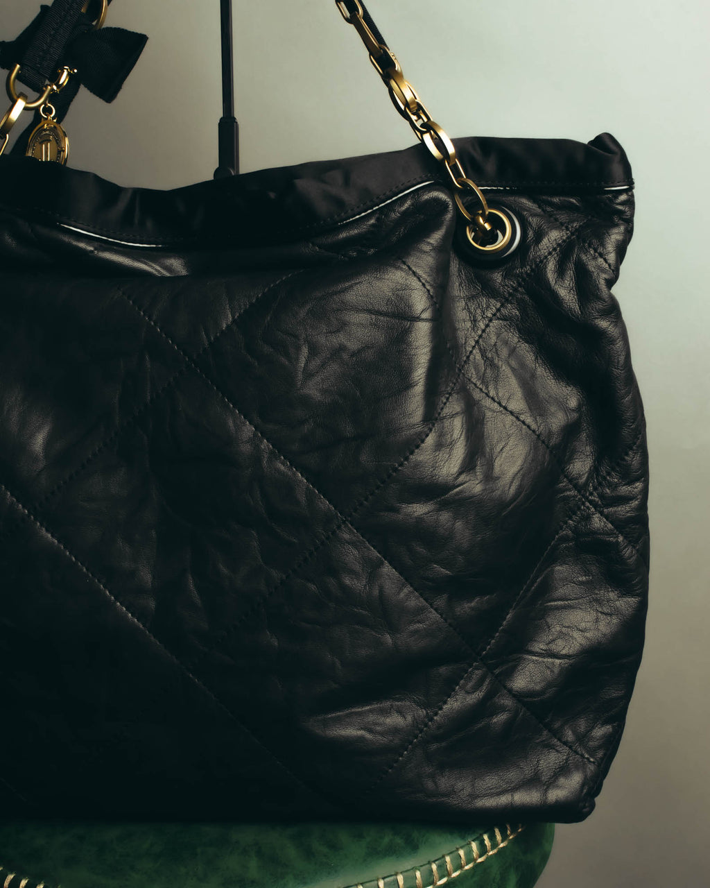"LANVIN" 00's-10's Quilted leather shoulder bag