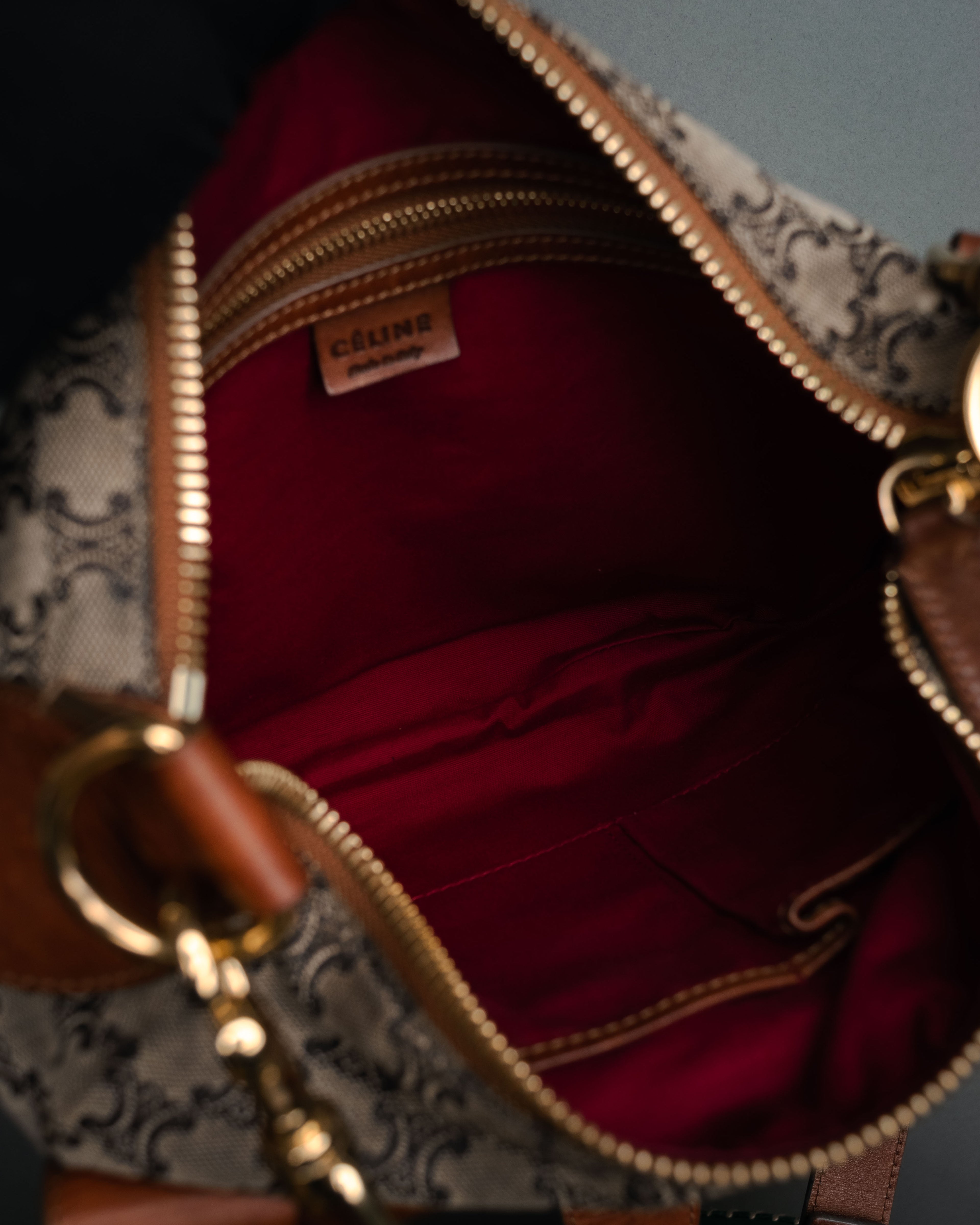 “CELINE” 90’s Macadam canvas flap shoulder bag