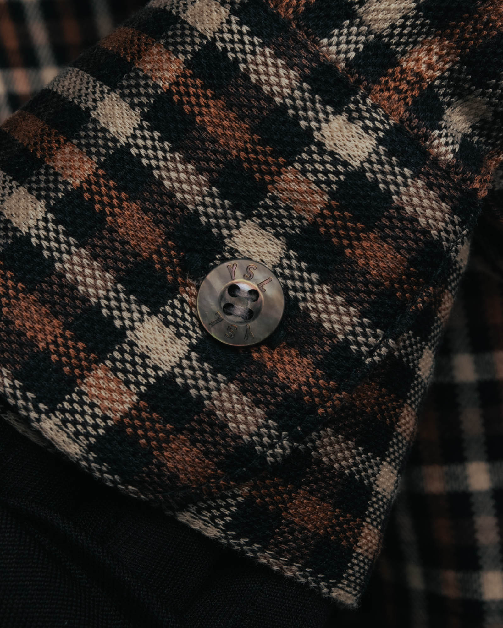 "Yves Saint Laurent" 80's-90's Plaid jacquard cotton pullover shirt