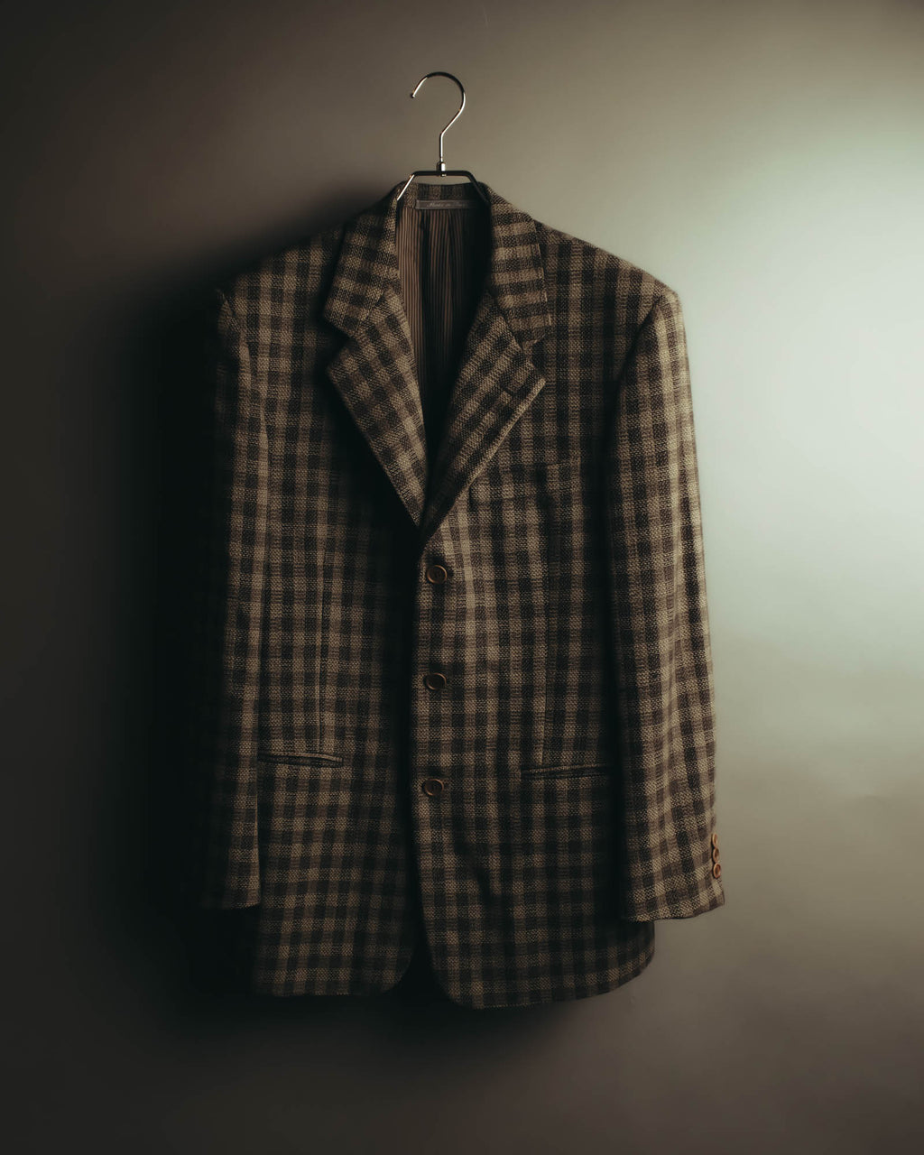 "Salvatore Ferragamo" 90's Brown checked tweed sport coat