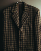 "Salvatore Ferragamo" 90's Brown checked tweed sport coat