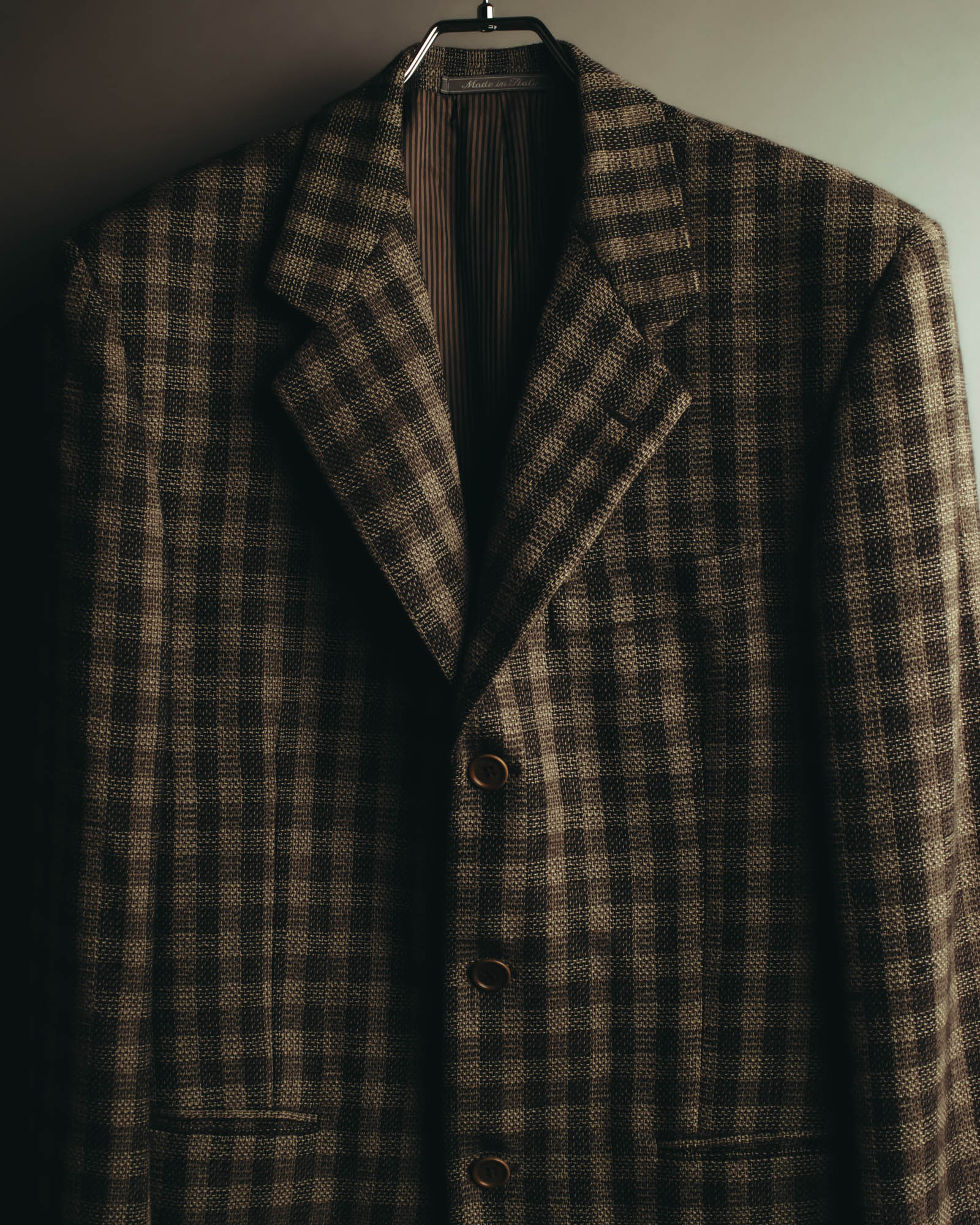 "Salvatore Ferragamo" 90's Brown checked tweed sport coat