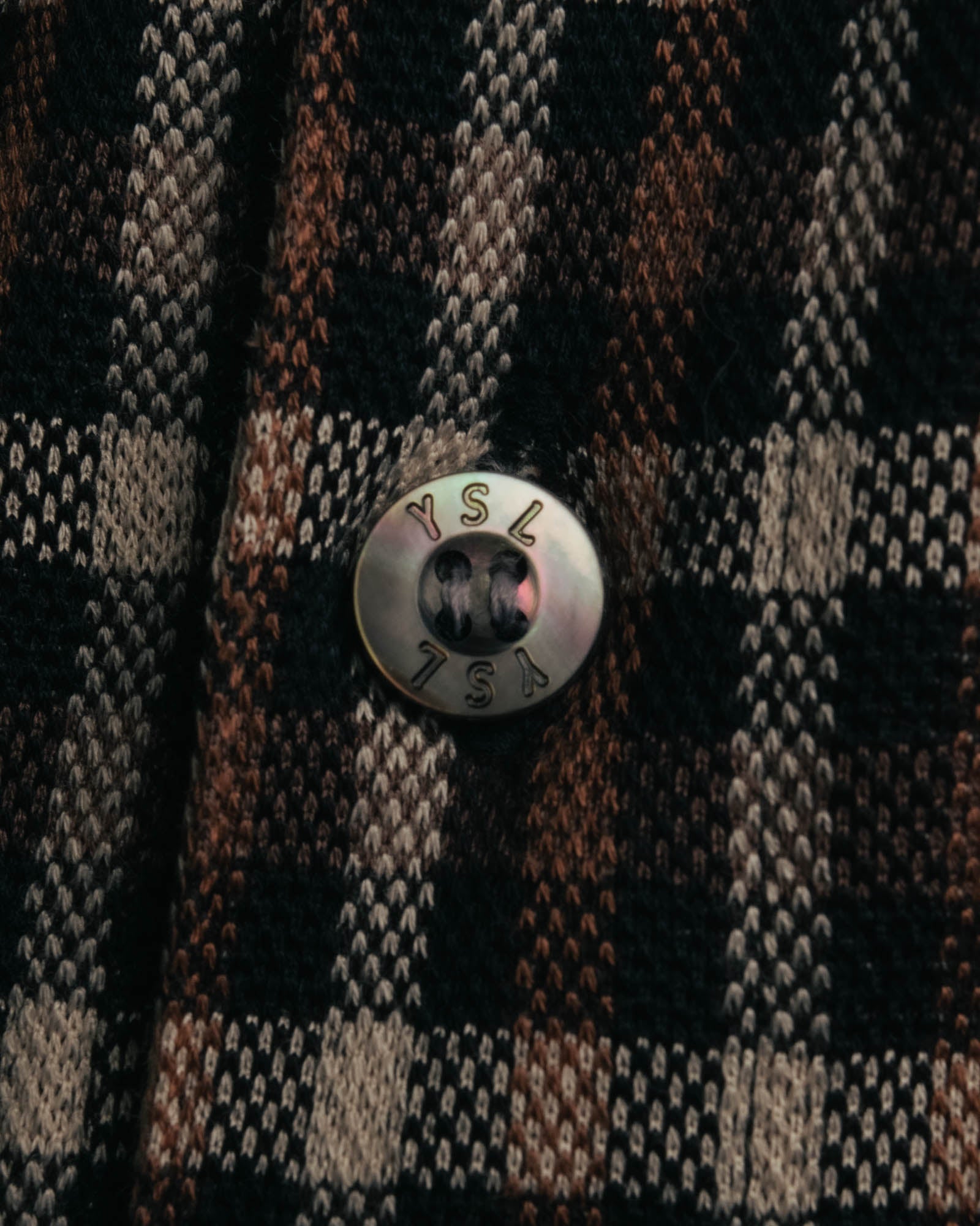 "Yves Saint Laurent" 80's-90's Plaid jacquard cotton pullover shirt