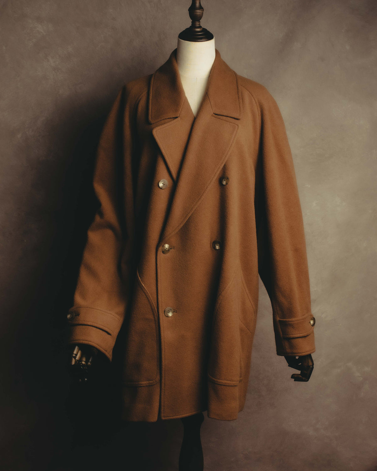 "KENZO" 80's-90's Sculptural double-breasted wool coat