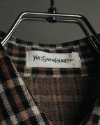 "Yves Saint Laurent" 80's-90's Plaid jacquard cotton pullover shirt