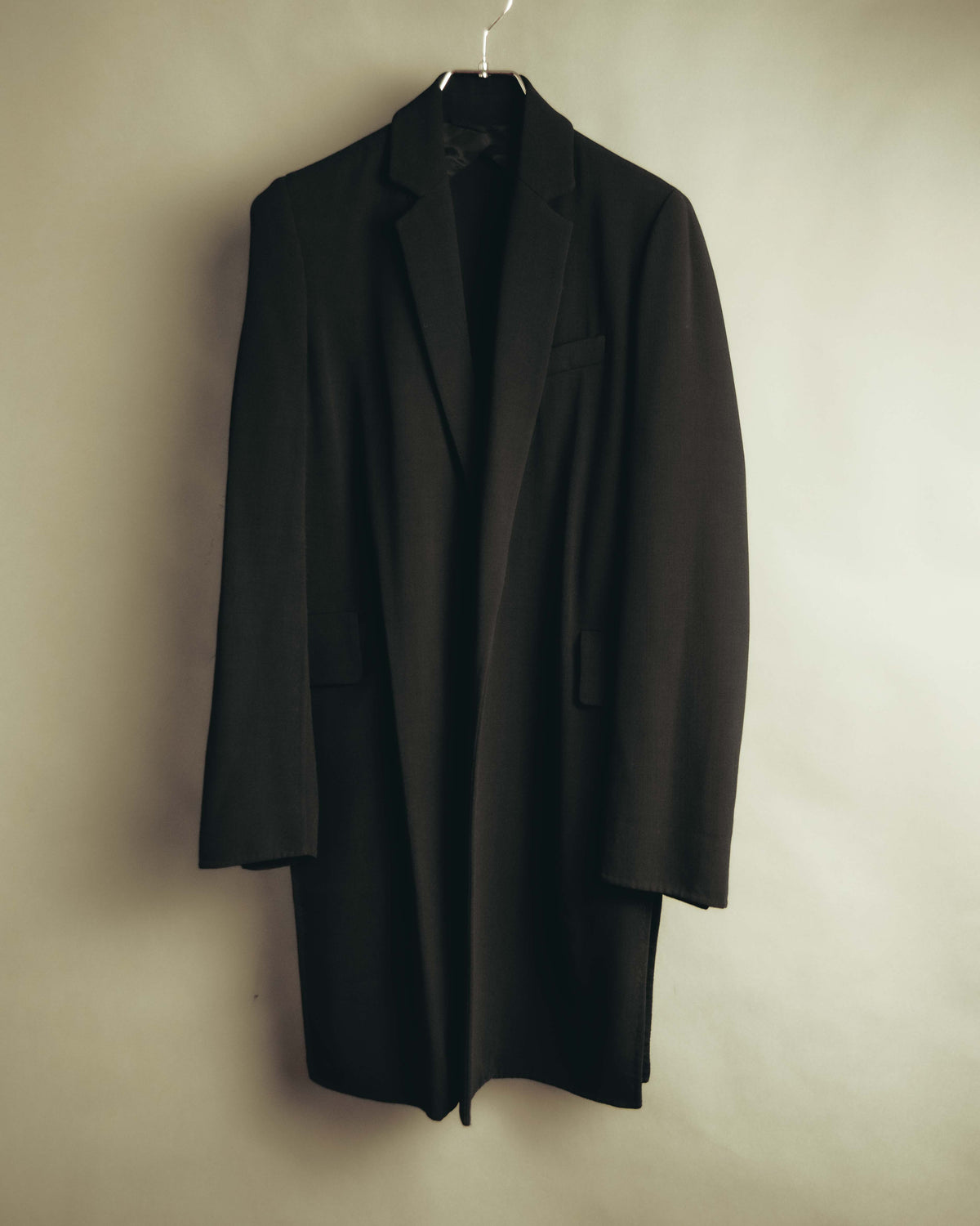 “Max Mara” 90’s-00’s High-neck textured virgin wool long coat