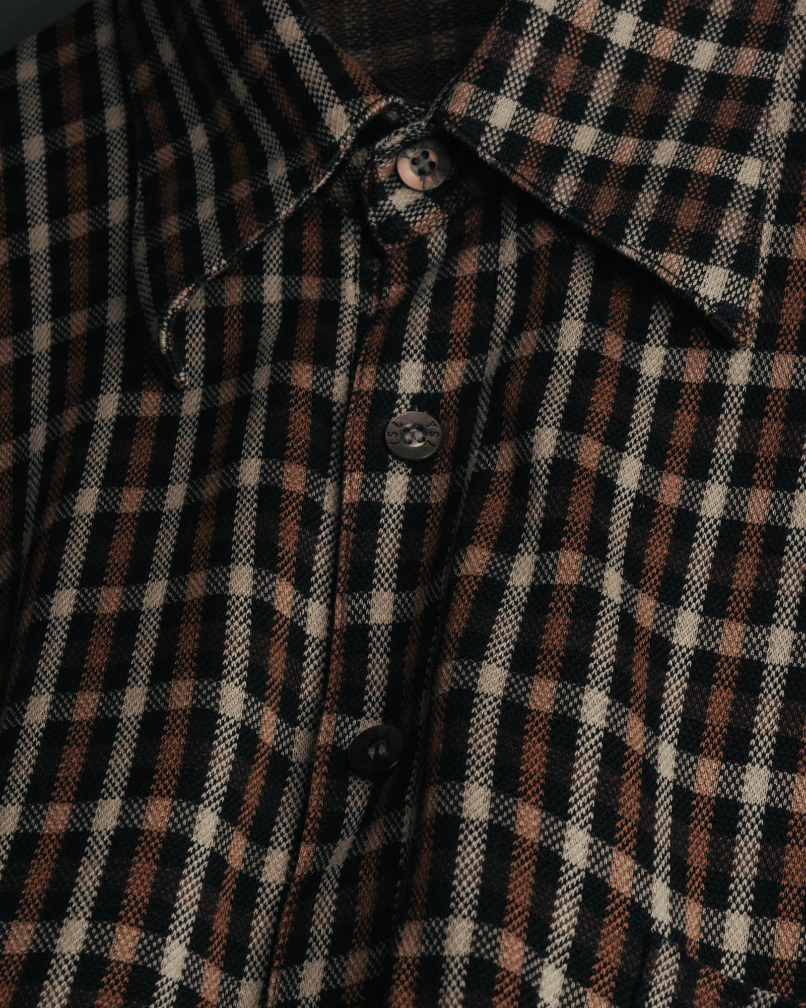 "Yves Saint Laurent" 80's-90's Plaid jacquard cotton pullover shirt