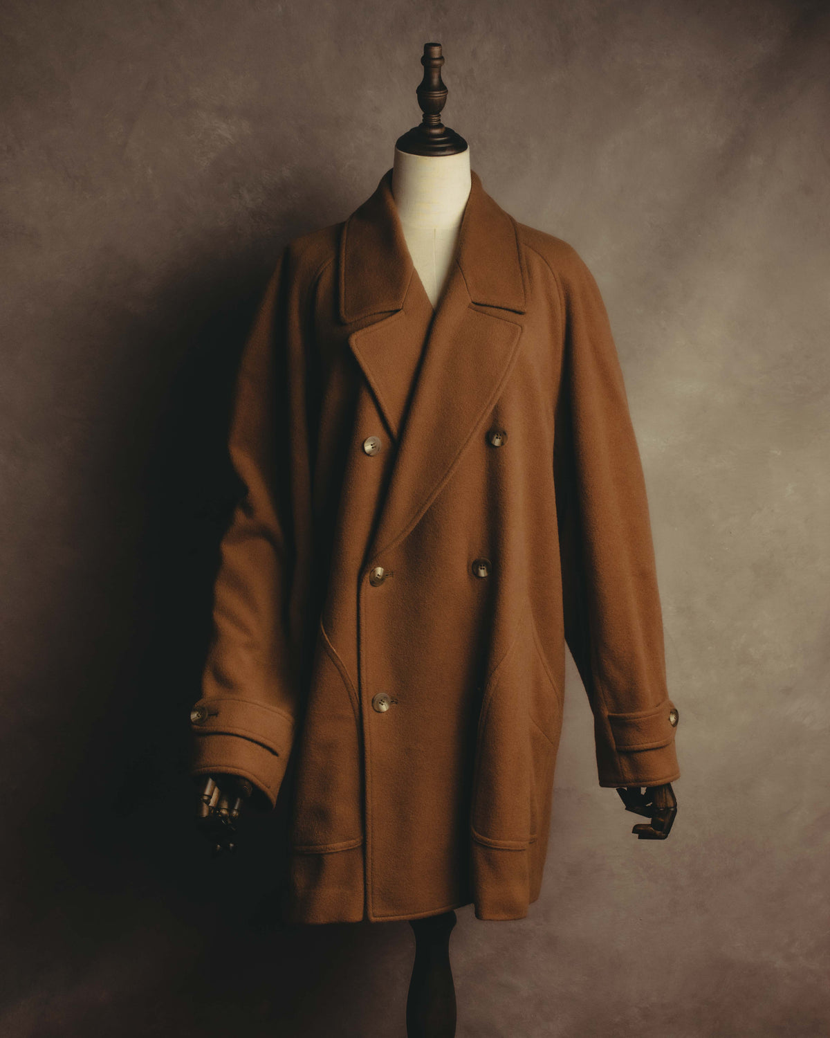 "KENZO" 80's-90's Sculptural double-breasted wool coat