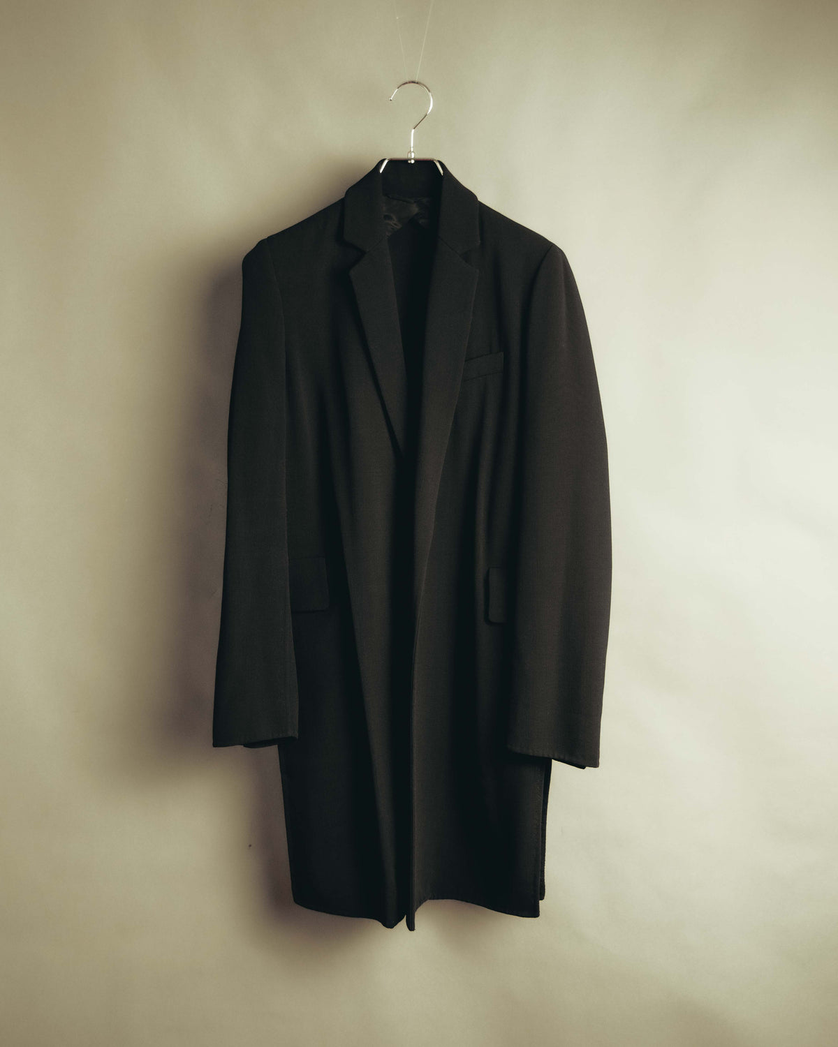 “Max Mara” 90’s-00’s High-neck textured virgin wool long coat