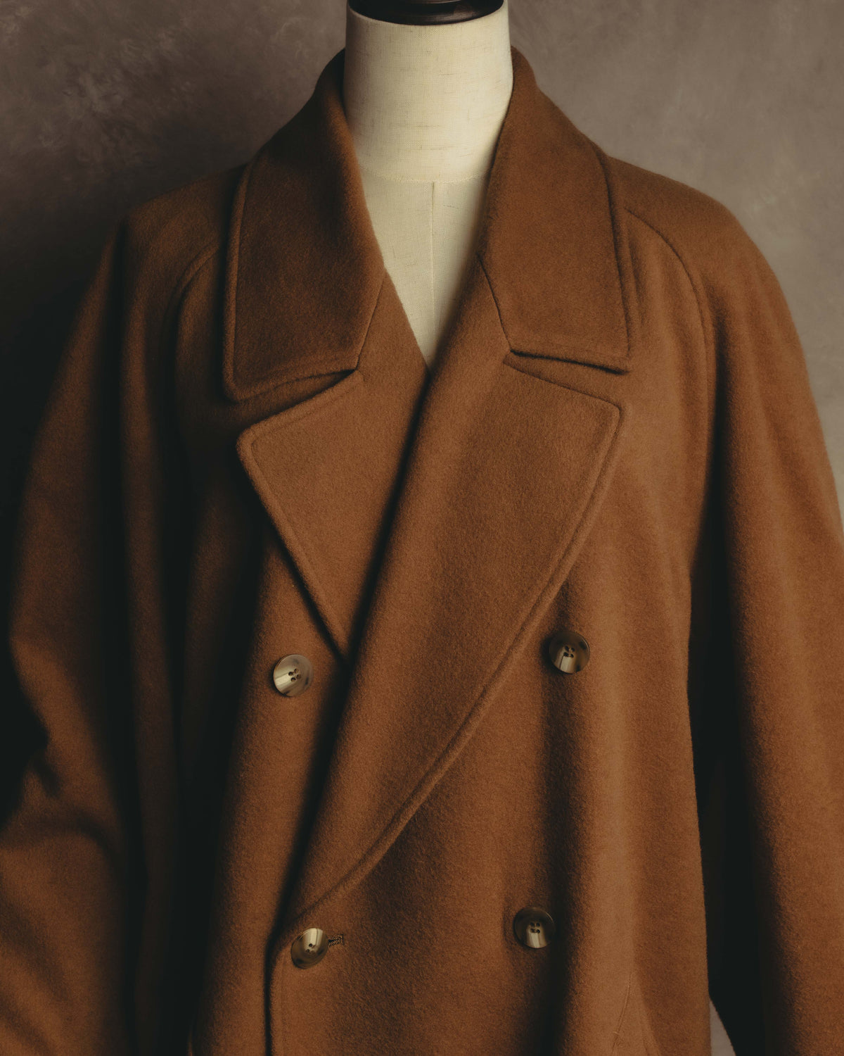 "KENZO" 80's-90's Sculptural double-breasted wool coat