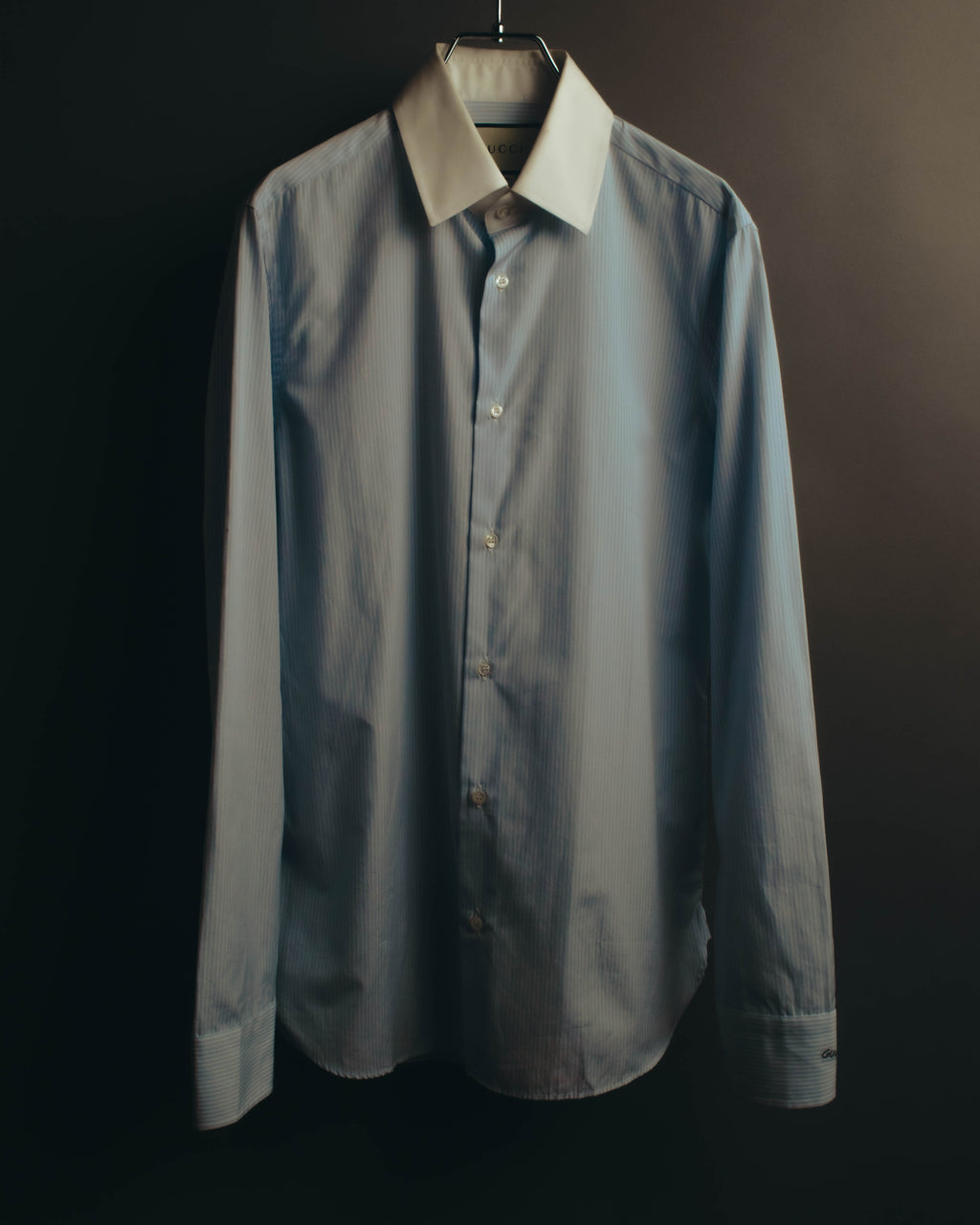 "GUCCI" 10's-20's Striped contrast-collar cotton shirt