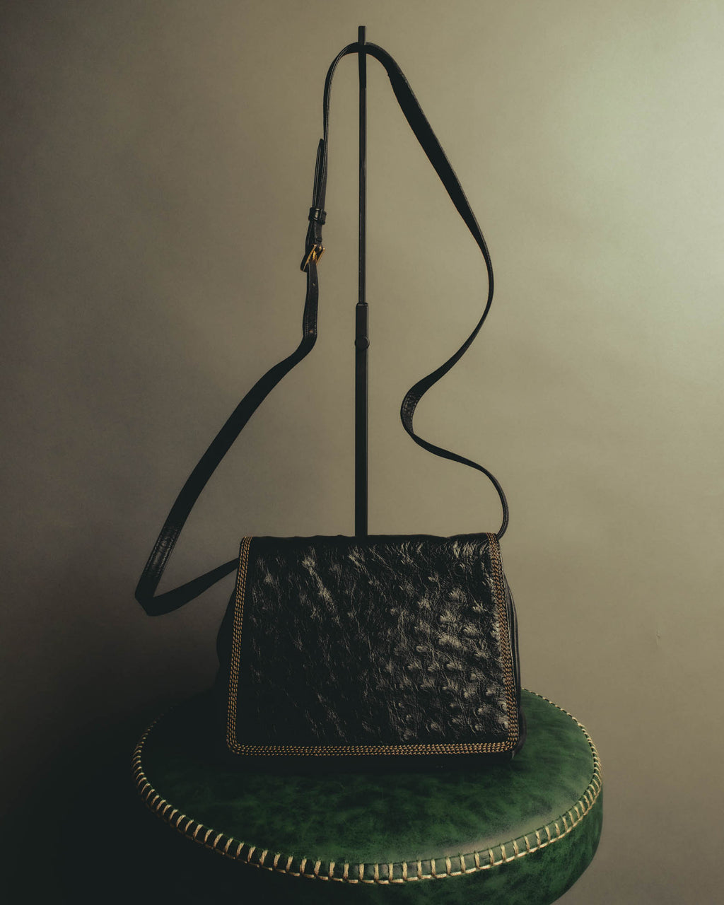 "LOEWE" 1990s to early 2000 ostrich leather shoulder bag