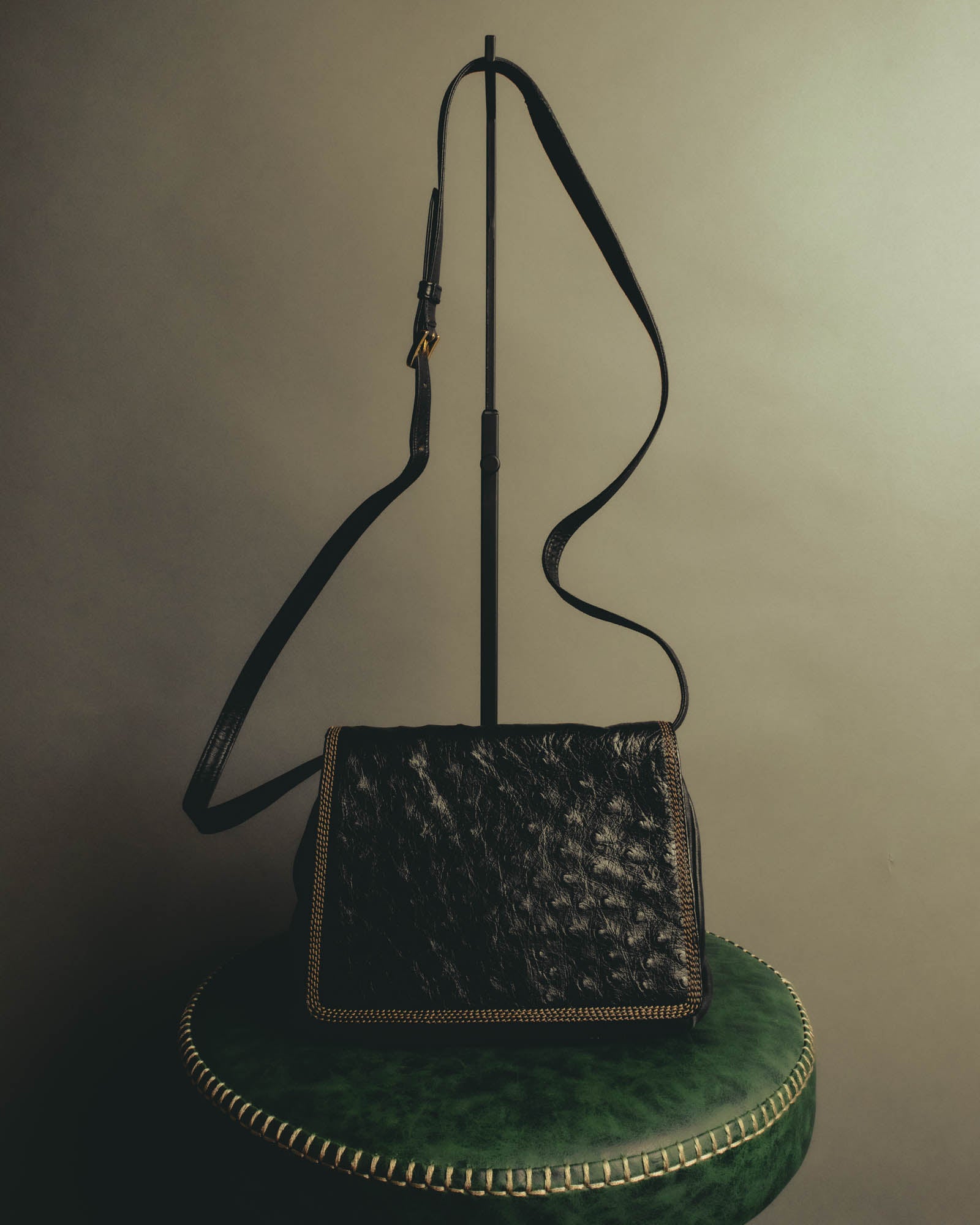 "LOEWE" 1990s to early 2000 ostrich leather shoulder bag