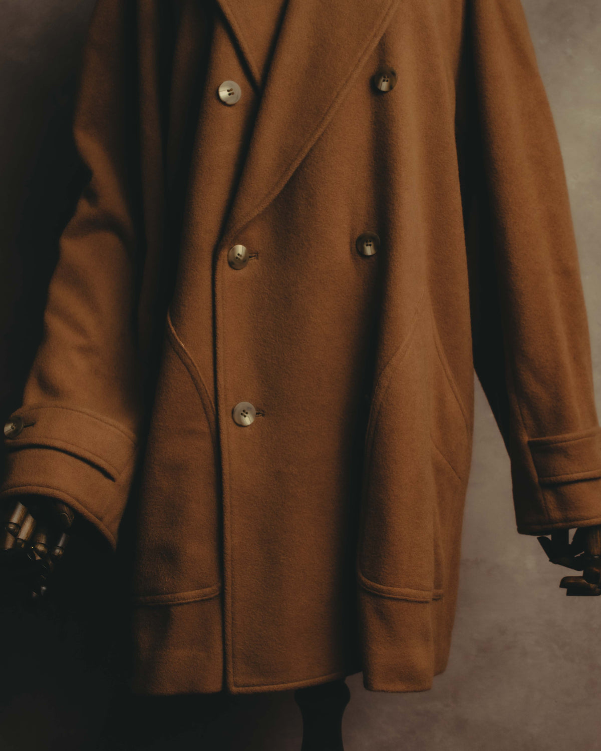 "KENZO" 80's-90's Sculptural double-breasted wool coat