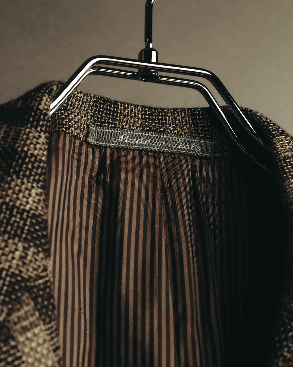 "Salvatore Ferragamo" 90's Brown checked tweed sport coat
