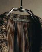 "Salvatore Ferragamo" 90's Brown checked tweed sport coat