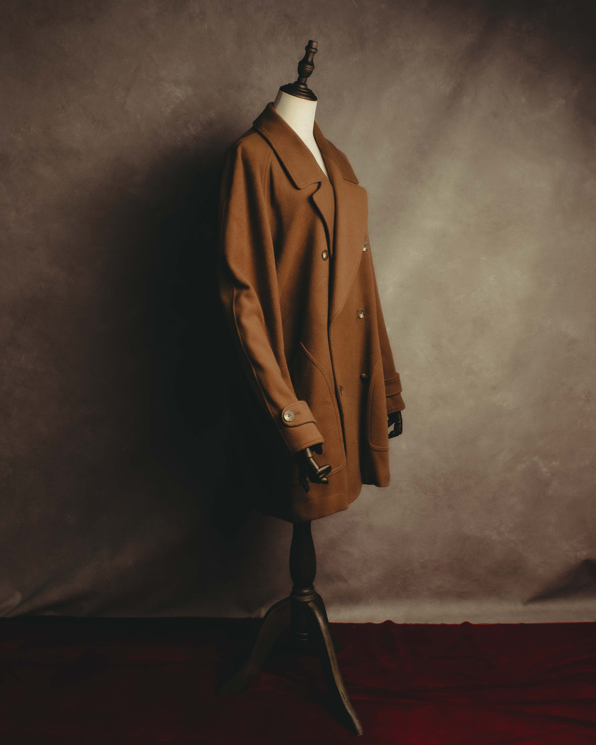 "KENZO" 80's-90's Sculptural double-breasted wool coat