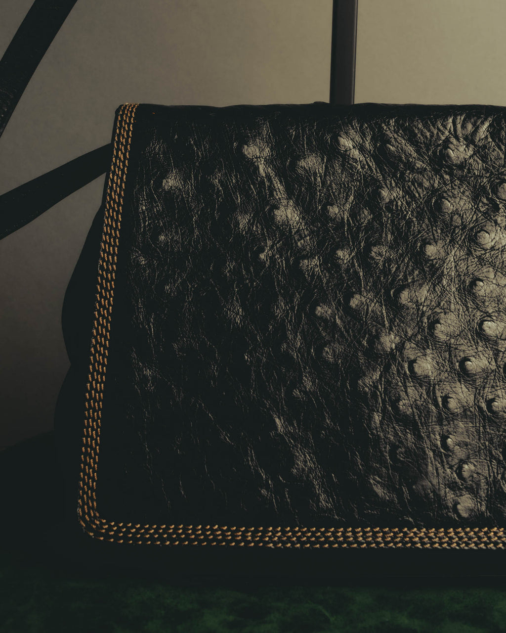 "LOEWE" 1990s to early 2000 ostrich leather shoulder bag