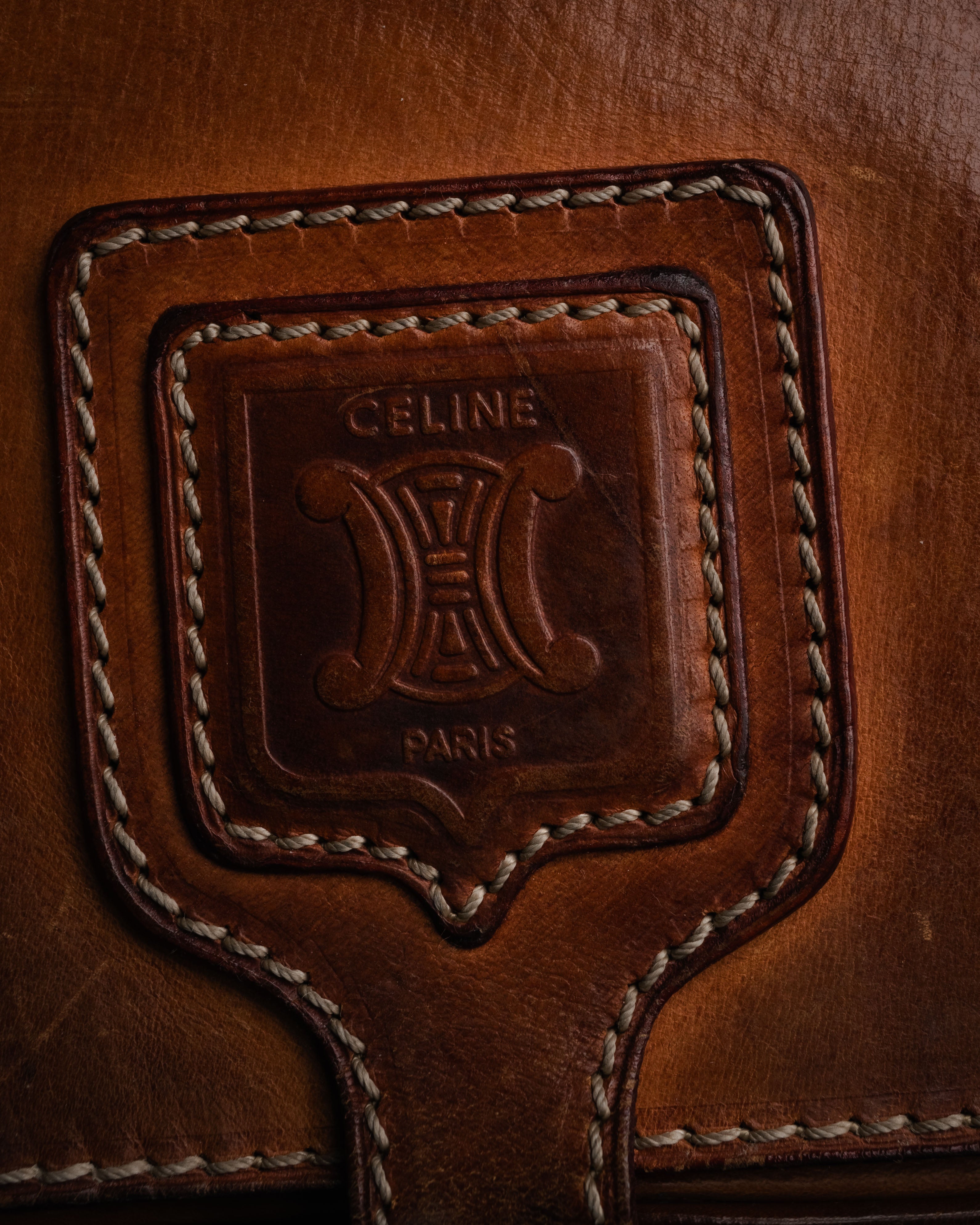 “CELINE” 90’s Leather triomphe shoulder bag